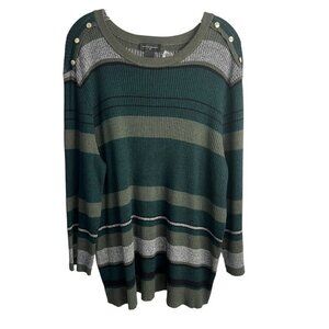 Investments Green Striped Ribbed Sweater NWT Size 3X